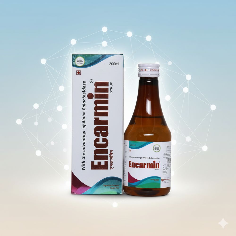 Digestive Enzyme Syrup with Alpha Galactosidase, Pepsin, Lipase with Fungal Diastase derived from Aspergillus Oryzae (FSSAI)