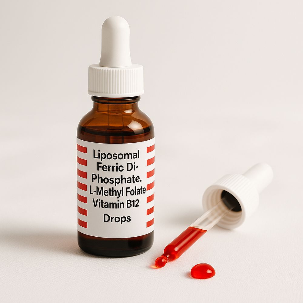 Liposomal Ferric Di-Phosphate, L-Methyl Folate, Vitamin B12 Drop